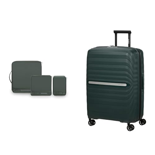 Samsonite Neo Flux & Pack-Sized - Spinner M, 68 cm, 86/96 L & 3-teiliges Organizer-Set - Abenteuer-Set mit Packwürfeln -...