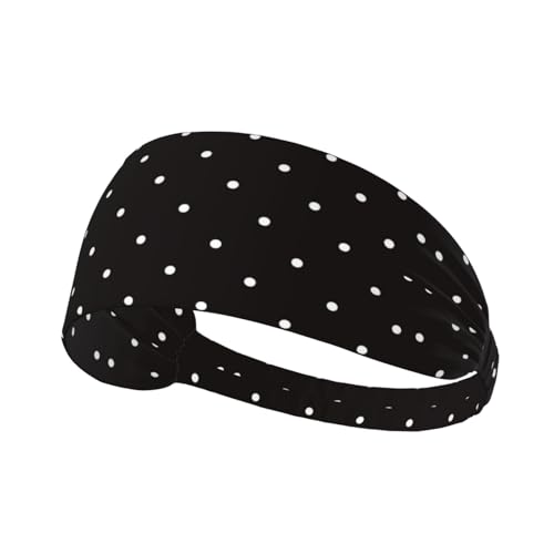 Polkadot Polka Dot Black and White Sports Headbands for Men and Women Sweatbands for Moisture Wicking Suitable for Fitness Running Cycling Hiking Yoga Football Exercise