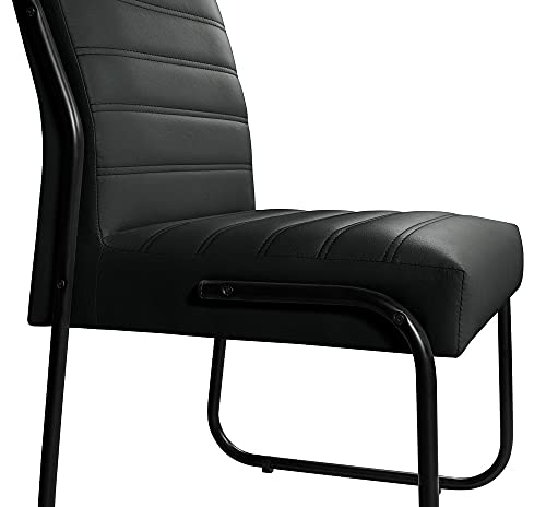 Kit Duas Cadeira Jade Couro Sintetico Essencial Estofados (Preta)