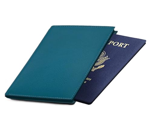 Teal RFID Genuine Leather Passport Wallet