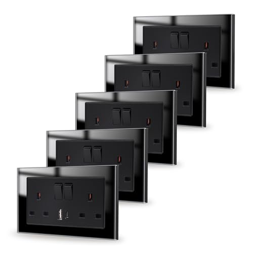 Prises noires à double interrupteur JIMEIDA en lot de 5 pour rénovation