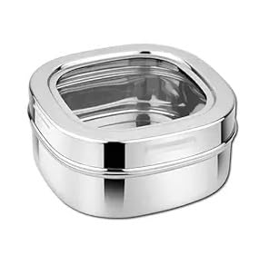 DiBhaDiBha Stainless Steel Square Container for kitchen with See Through Lid | Vertical Canister |Dabba | Storage |Multipurpose | Airtight| (500, Square, 1)