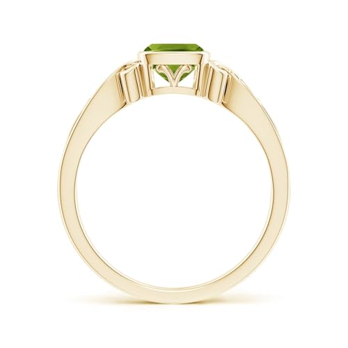 Angara Natural Peridot Solitaire Ring for Women | Cushion-Cut Peridot Solitaire Ring in 14K Solid Gold | August Birthday, Anniversary, Gemstone Jewellery Gift2