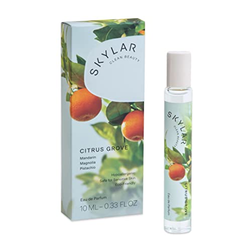Skylar Citrus Grove Eau de Perfume – Hypoallergenic & Clean Perfume for Women & Men, Vegan & Safe for Sensitive Skin – Floral Citrus Perfume with Notes of Mandarin, Magnolia & Pistachio – (10mL /0.33 Fl oz)