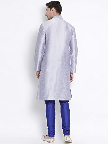 Image of VASTRAMAY Men's Light Blue Silk Blend Kurta and Pyjama Set VASMKHA001nPBU 48