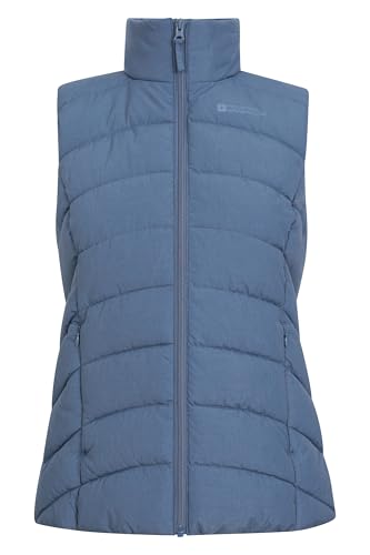 Mountain Warehouse Opal Womens Padded Gilet - Lightweight Body Warmer, Water Resistant Sleeveless Jacket with Front Pockets - Light Rain, Spring Summer Blue Women's Size 16