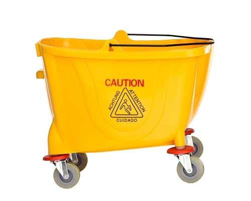 Soro Essentials- 35 qt. Cleaning Mop Bucket Replacement Yellow Color- Commercial Mop Bucket Portable Floor Cleaning Bucket Mop Buckets on Wheels for Household Industrial Restaurant Janitorial Use