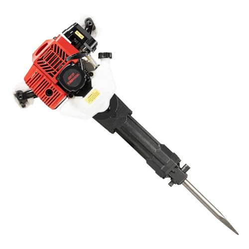 Tagtuell Marteau de démolition professionnel essence 2T, marteau essence 2T avec jeu de forêts, 1500 bpm, burins pointu et plat