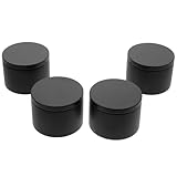 POPETPOP Tarros para Velas y Bálsamos Sólidos 8 Oz, 4 Unidades Negras de Hojalata Duradera para Cocina y Almacenamiento Personal