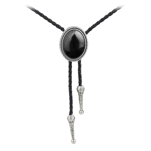 Image of Joxevyia Bolo Tie for Men Vintage Cow Skull Leather Rope Western Cowboy Necktie Vintage Bola Tie Gift for Him