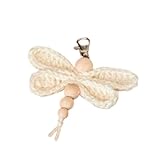 YROHGKPN Llavero trenzado de mariposa y cuentas de madera hecho a mano para cumpleaños, decoración de coche