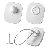 1000Pcs 8.2Mhz RF Security Clothing Tags White Retails EAS Clothes Tag with 1000 Pins and 200 Lanyards
