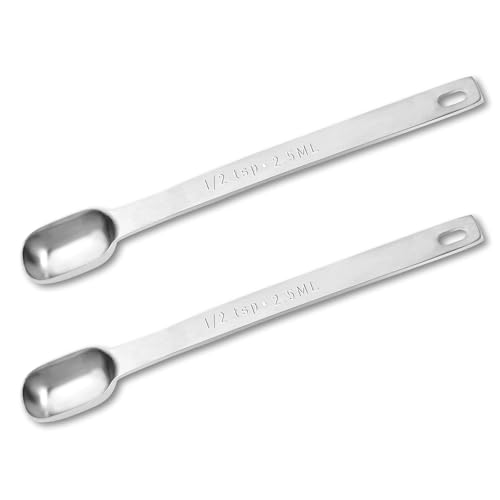Giantree 1/2 cuillère à café - Cuillère à mesurer unique en acier inoxydable - 2,5 ml - Cuillère à café rectangulaire - Mini cuillère à épices (2,5 ml)