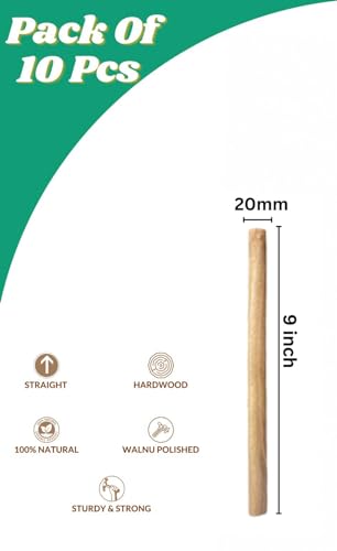 Image of BLOOMAX 10 Pcs Walnut Polished Wooden Dowel Rods - Perfect for Crafting & Woodworking (20mm x 9 Inch) | Unfinished Hardwood for DIY Projects & Creative Expression