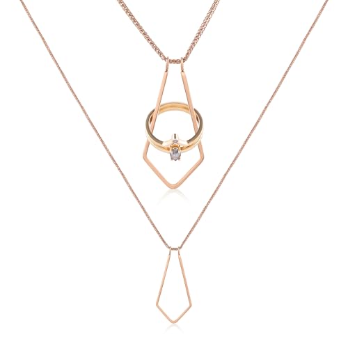 Pixie Wing Nordika Ring Keeper Necklace, 18k Gold-Plated Engagement Ring Holder (Rose Gold, 17.7