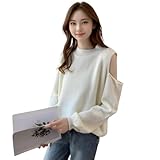 [J-Scott] 【在庫限り】[ジェイスコット] 肩出しニットトップス レディース ゆったりシルエット モックネック 大人カジュアル オフショルダー アイボリー JS29-IV-L