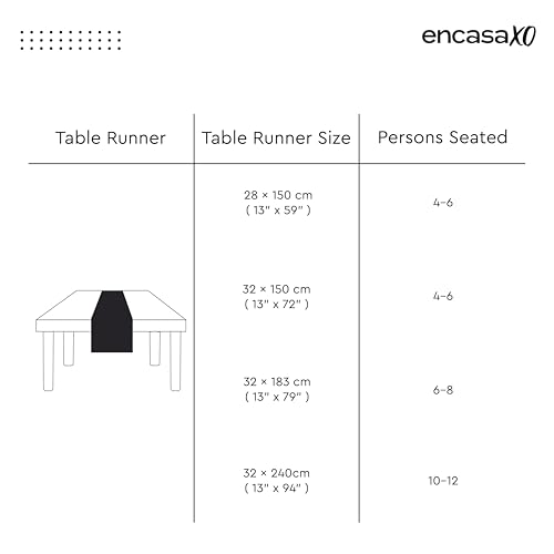Image of Encasa XO Dining Table Runner for 4 to 6 Seater | 32x240 cm | Mustard | Chenille Fabric | Machine Washable