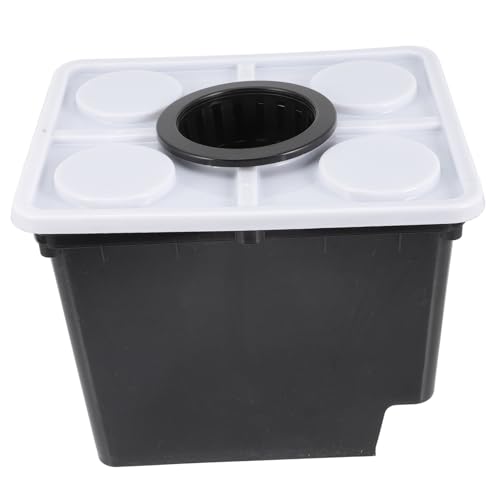BESTonZON Soilless Cultivation Buckets Hydroponic Planting Baskets for Greenhouse Vegetable Growth Black Plastic Barrel One Hole Lid and Basket for Hydroponic Gardening