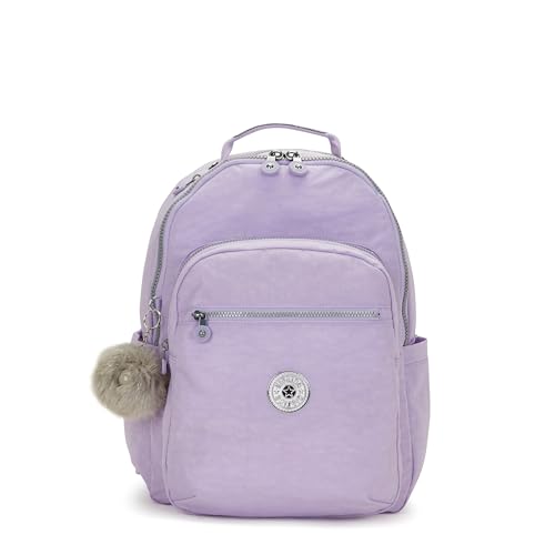 Kipling Mochila para laptop Seoul grande estampada de 15 polegadas, Lavanda nupcial, 12.75''L x 17.25''H x 8''D, Mochila para laptop Seoul de 15 polegadas, durável, espaçosa com alças de ombro