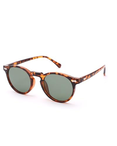 Pro Acme Round Polarized Womens Sunglasses, Small Retro Style UV Protection Circle Shade Sun Glasses(Leopard G15)