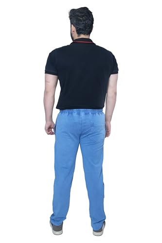 Image of BLACK SOLITAIRE Black Color Regular Fit Cotton Lycra RFD Finish Cargo Straight Jeans Style with Elasticated Waist Track Pant for Men.-TR-SMPL-P