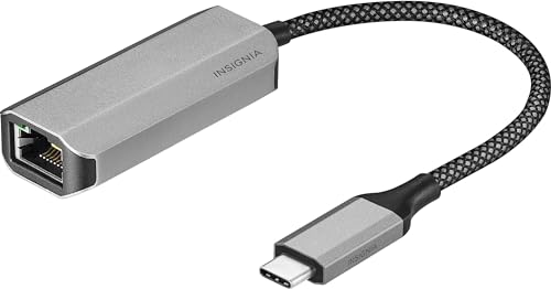 Insignia USB-C to Ethernet Adapter, Plug-and-Play Supports up to 1 Gbps High-Speed, Silver Black by INSIGNIA - Used condition - US$37.33