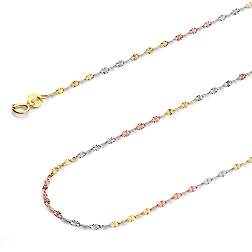 Wellingsale 14K Solid Gold Diamond Cut Mirror Chains (Select Options)