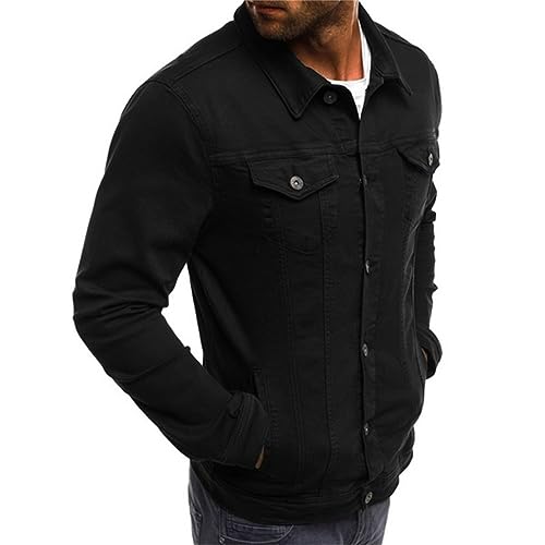 Mens Denim Jacket Cozy Classic Overshirt Long Sleeve Slim Fit Button Up Denim Top Shirt Jacket Trucker Jacket with Pockets2