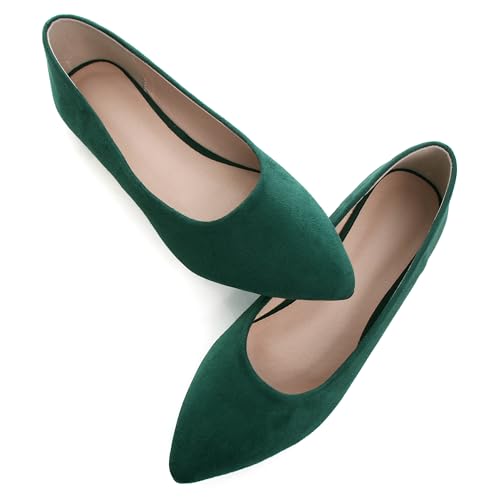Image of Dear Time Women's Pointed Toe Ballet Flats Simple Casual Office Work Flats Slip-on Comfortable Shoes