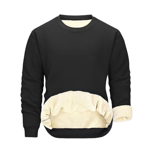 Svanco Pullover Herren Winter - Rundhals, Langarm, Fleece Gefüttert &...