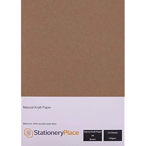 Stationery Place Brown Recycled Natural Kraft Paper A4 100 GSM 100 Sheet Pack Cover