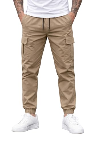 Image of ADBUCKS Men's Regular Fit low Rise Soild Cargos Style Joggers Casual Trousers