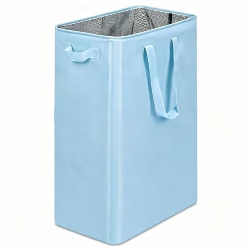 efluky Slim Laundry Basket, Narrow Laundry Hamper with Handles, Collapsible Dirty Clothes Hamper, Tall Laundry Bin for Laundry Room, Dorm and Bedroom, 19.8 Gallon (75L) Sky Blue