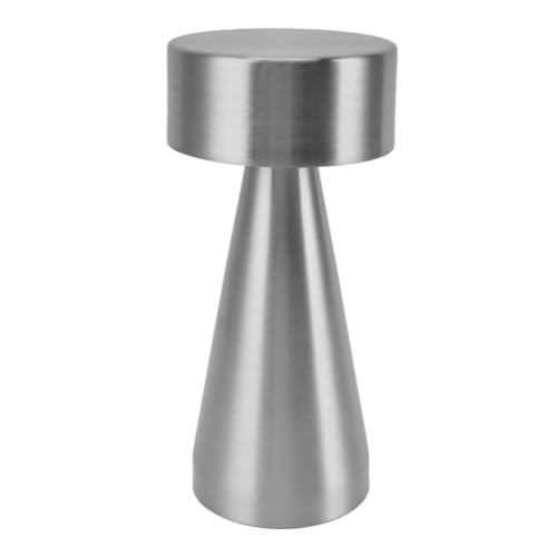 JTLB Lámpara de mesa LED portátil de metal con sensor táctil, 3 colores de atenuación continua, lámpara de escritorio recargable (plata)