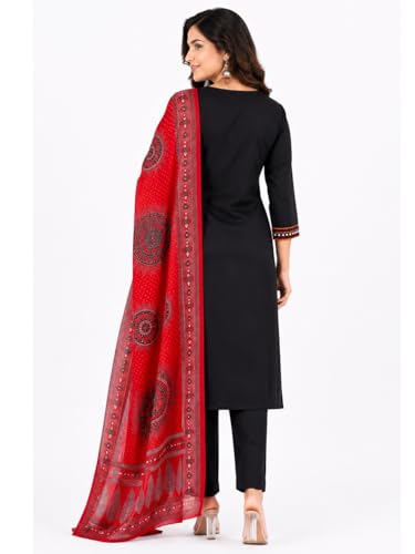 Image of Pure Cotton Anarkali Kurta Set for Women with Dupatta | 3 Piece Cotton Anarkali Suit | Floral Aari Work | Flared Ethnic Wear