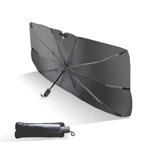 Image of COSTAR Fabric Car Sun Shade Protector, Foldable Windshield Insulation Car Sun Shade for UV Protection Reflective Sunblocker Car Accessories for SUV, Hatchback, Sedan, and More (Medium Size), Black