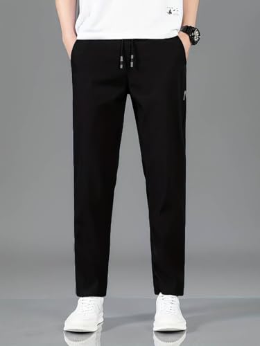 Image of TAGDO Men's Loose Fit Solid Color Polyester Drawstring Sports Pants - Casual, and Comfortable for Outdoor Activities (5186)