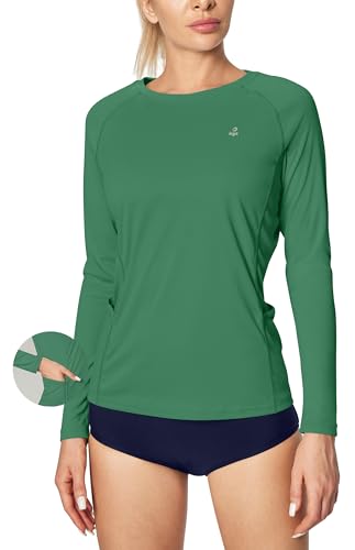 Image of IUGA Rash Guard for Women UPF 50+ SPF UV Protection Long Sleeve Workout Tops with Pockets Dry Fit Hiking Swim Shirt