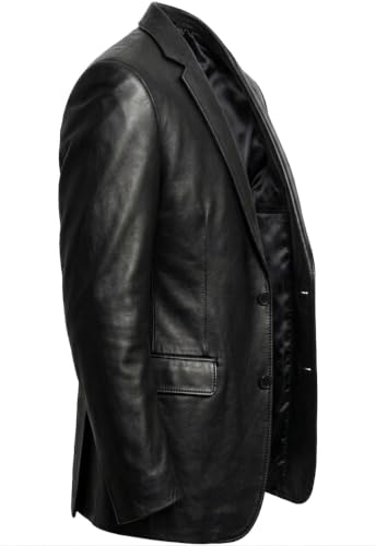 Image of Isaac & David Chicago Lambskin Genuine Casual Wear Leather Blazer Sport Coat Classic Button Closure for Men 2 Button Coat