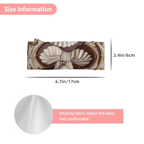 0-6 Months Baby Bow Hairband for Newborn, Infant, Toddler, Elastic Bow Headband, Neoclassical Shell Decorative Headband3