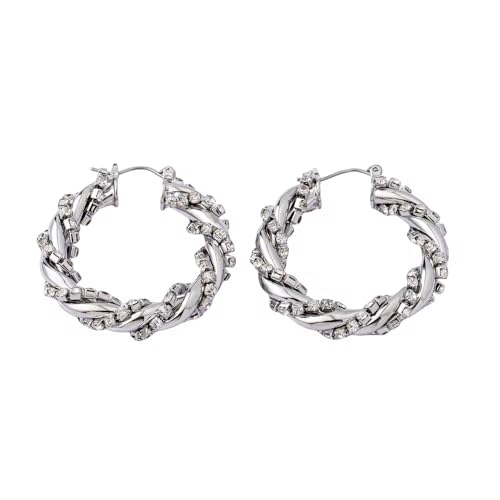 Nickel-free metal Hoop Earrings with Clear Zircon Stones – Nickel-Free, Elegant Ring-Shaped Design for Sensitive Ears – Minimalist Fashion Jewelry for Women