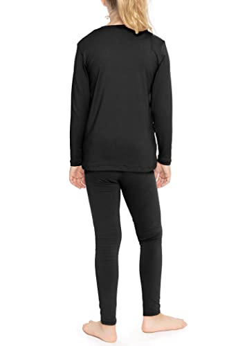 Image of STRETCH IS COMFORT Girls 2 Piece Hoodie Short Sleeve Long Sleeve Crew Neck Top and Leggings Set Kids Thermals Underwear Set
