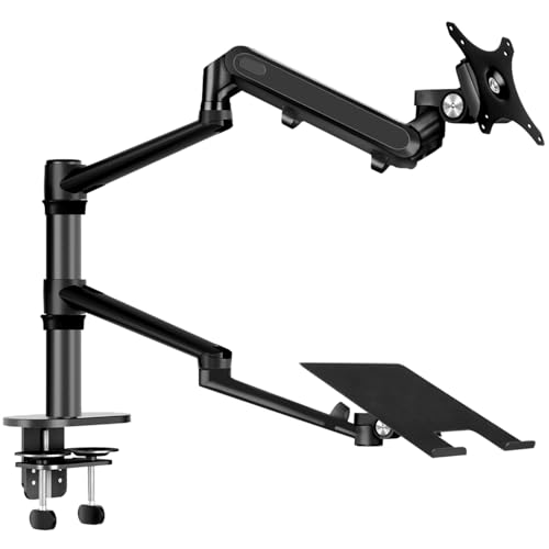 LOE(ロエ) 【日本企画】 デュアル モニターアーム ノートパソコン Laptop 2画面 縦 上下 配置 液タブ ロング 組み立て簡単 LOLL3L ProX ブラック