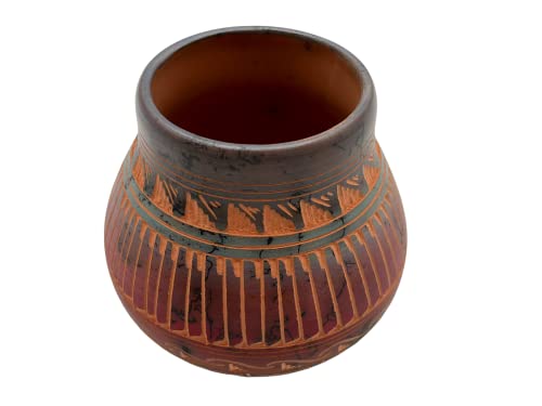 Native American Indian Pottery Navajo Hand Painted Handmade Home Decor Horse Hair Vase Monty Lee Multicolor #TOP2
