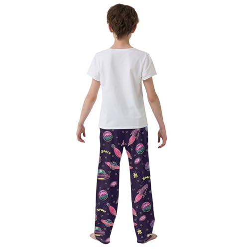 ZZXXB Space Planet Star Boys Long Pants Soft Trousers Elastic Waist Kids Lounge Bottoms with Pockets S-XL3