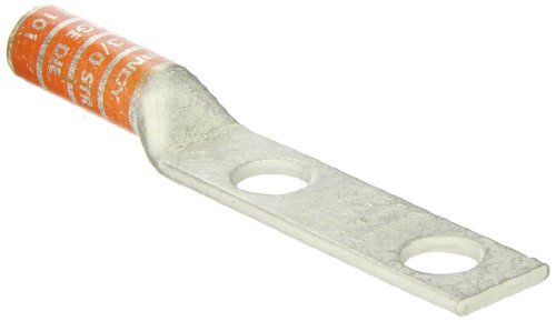 Burndy YA272N Two Hole Hylug Code Conductor Long Barrel Copper Compression Terminal, 3/0 AWG Conductor, 1/2