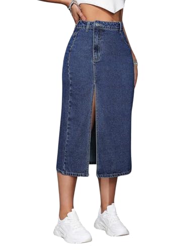 Image of GRECIILOOKS Denim Skirt for Women | Long Skirt for Women | Skirt for Women | Denim Skirt for Women Long | Pencil Skirt for Women