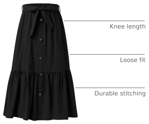 Image of Maxi Skorts Skirt for Girls Button Front High Waisted Long Skirt with Belt Ruffled Skirts with Pocket 3-12Years