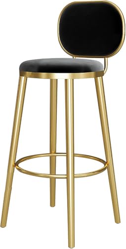 Tabouret de bar en velours 66 76 cm repose-pieds métal doré îlot
