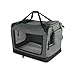 VOUNOT Hundebox faltbar, Transportbox Katze Hunde, Hundetasche, Oxford-Gewebe, Netzstoff, Atmungsaktiv, Transportabel, Metallrahmen, mit Griffen, Taschen, 50x35x36 cm S, Grau